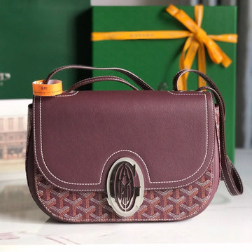 233 BAG 25 IN WINE RED CALFKIN AND GOYARDINE CANVAS by House Of Sarah