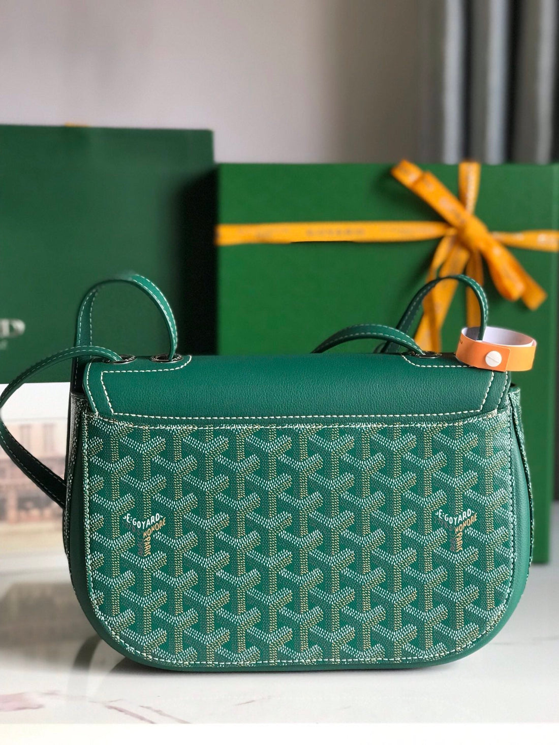 233 BAG 25 IN GREEN CALFKIN AND GOYARDINE CANVAS by House Of Sarah