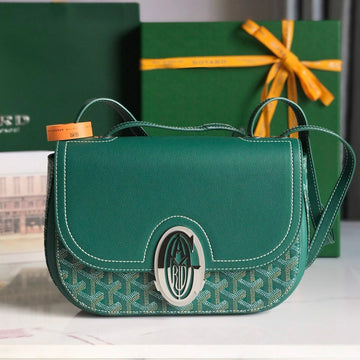 233 BAG 25 IN GREEN CALFKIN AND GOYARDINE CANVAS by House Of Sarah