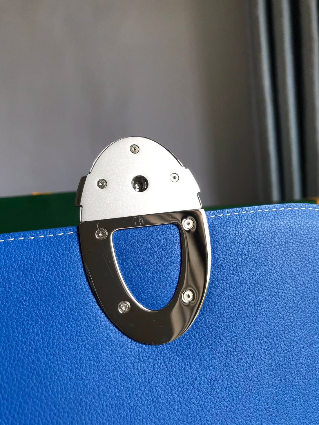 233 BAG 25 IN SAPPHIRE BLUE CALFKIN AND GOYARDINE CANVAS by House Of Sarah