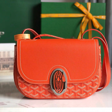 233 BAG 25 IN ORANGE CALFKIN AND GOYARDINE CANVAS by House Of Sarah