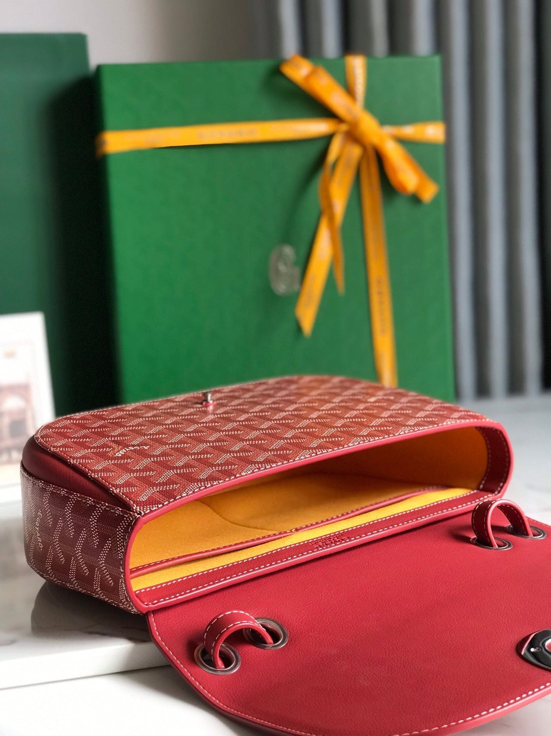 233 BAG 25 IN CLASSIC RED CALFKIN AND GOYARDINE CANVAS House Of Sarah