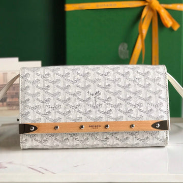 MONTE-CARLO PM CLUTCH 25 IN WHITE GOYARDINE CANVAS House Of Sarah Bags