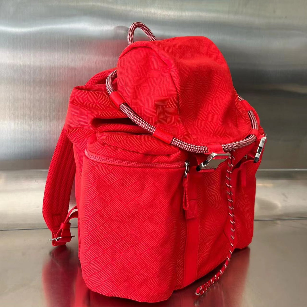 ALTO 42 BACKPACK IN CHERRY RED JACQUARD FABRIC House Of Sarah Bags