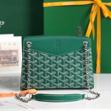 ROUETTE STRUCTURÉ MINI BAG 21 IN GREEN GOYARDINE CANVAS AND CALFSKIN House Of Sarah Bags