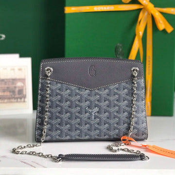 ROUETTE STRUCTURÉ MINI BAG 21 IN GREY BLACK GOYARDINE CANVAS AND CALFSKIN House Of Sarah Bags