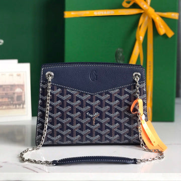 ROUETTE STRUCTURÉ MINI BAG 21 IN NAVY BLUE GOYARDINE CANVAS AND CALFSKIN House Of Sarah