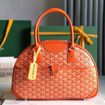 SAINT JEANNE BAG 35 IN RED ORANGE GOYARDINE CANVAS AND CALFSKIN House Of Sarah Bags