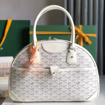 SAINT JEANNE BAG 35 IN WHITE GOYARDINE CANVAS AND CALFSKIN by House Of Sarah