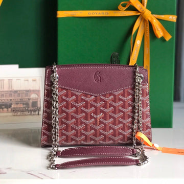 ROUETTE STRUCTURÉ MINI BAG 21 IN WINE RED GOYARDINE CANVAS AND CALFSKIN House Of Sarah