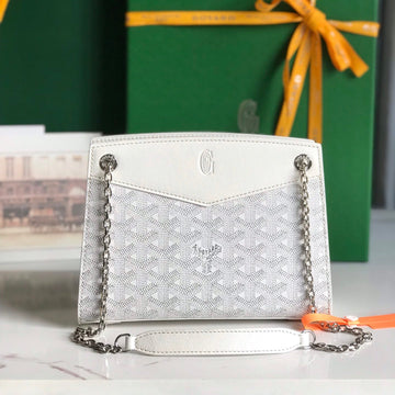 ROUETTE STRUCTURÉ MINI BAG 21 IN WHITE GOYARDINE CANVAS AND CALFSKIN by House Of Sarah