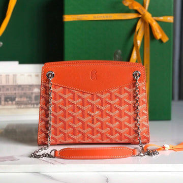 ROUETTE STRUCTURÉ MINI BAG 21 IN ORANGE GOYARDINE CANVAS AND CALFSKIN House Of Sarah