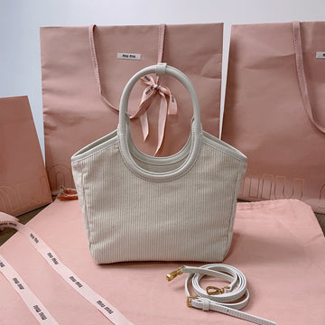 IVY HANDBAG 22 IN WHITE CANVAS House Of Sarah Bags