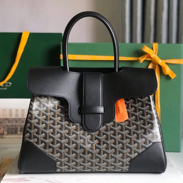 SAIGON SOUPLE BAG 34 IN BLACK GOYARDINE CANVAS AND CALFSKIN House Of Sarah