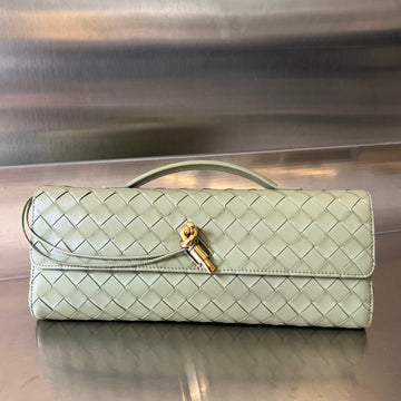 BV Long Clutch Andiamo With Handle 31cm Light Green Calfskin Ghw House Of Sarah