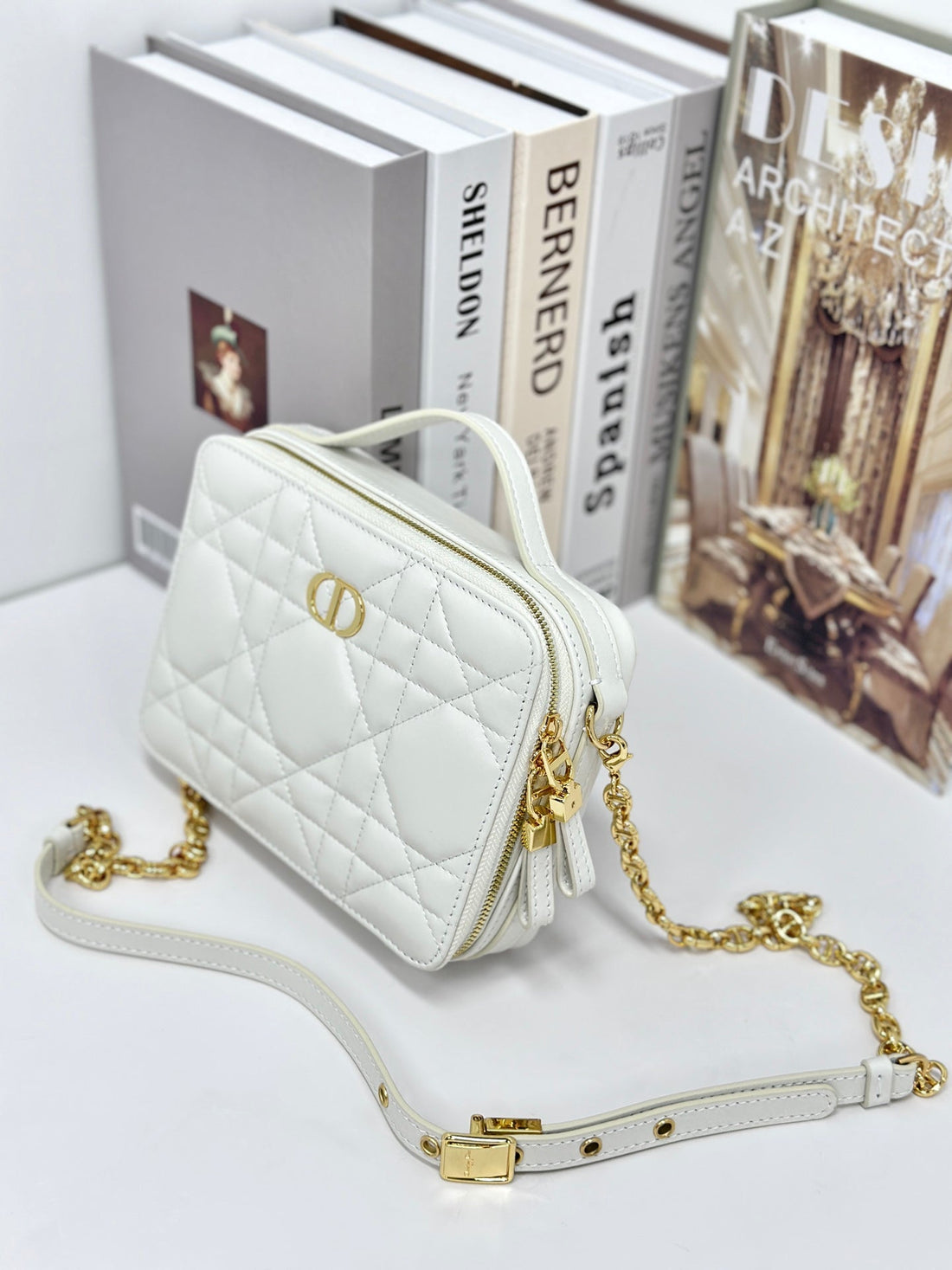 CARO BOX 19 IN WHITE CALFSKIN House Of Sarah