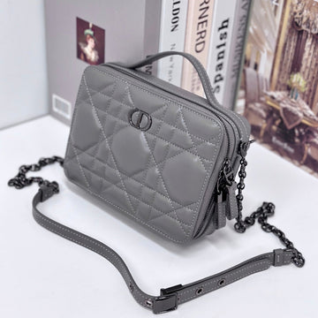 CARO BOX 19 IN GREY CALFSKIN House Of Sarah