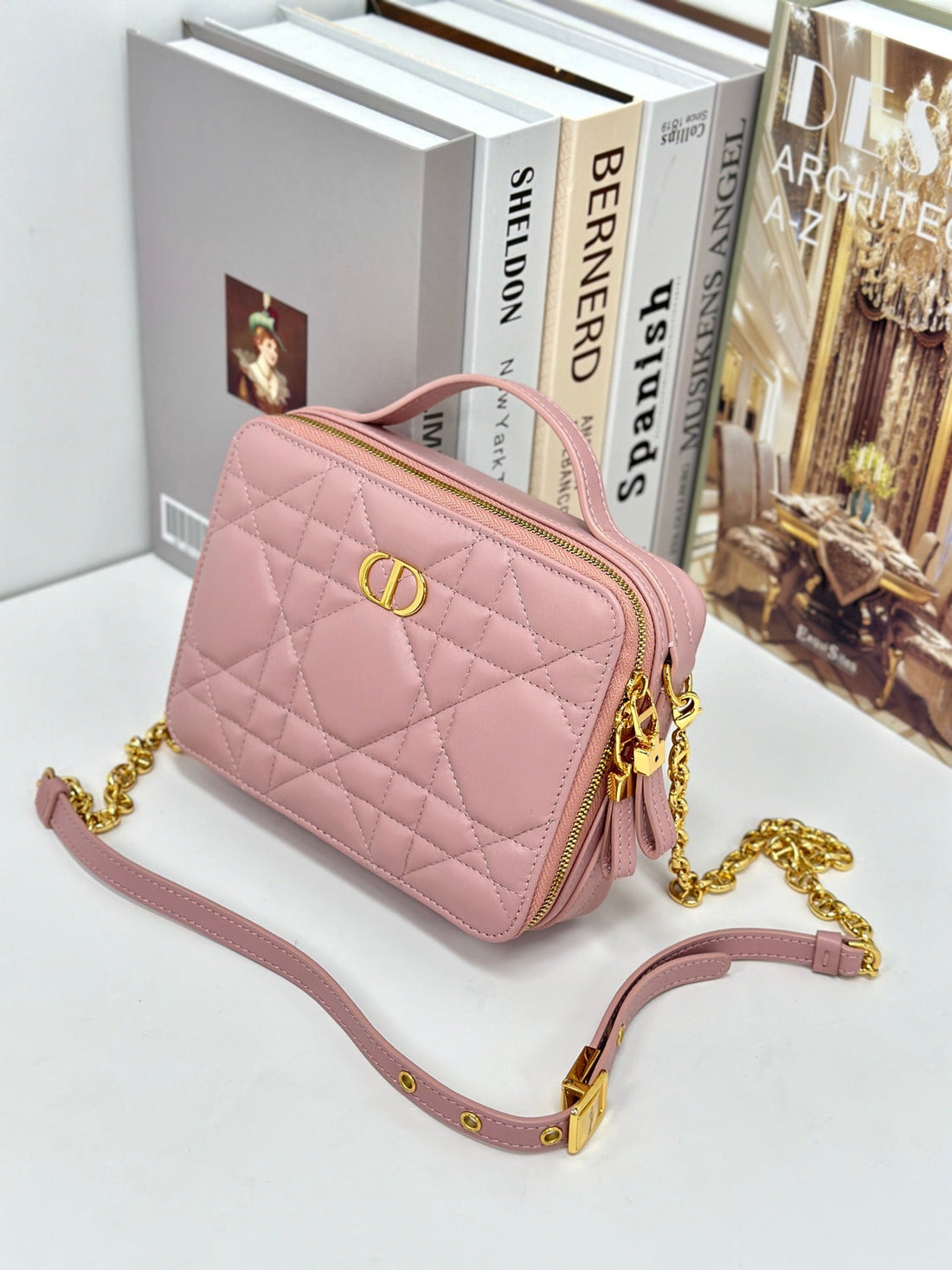 CARO BOX 19 IN LIGHT PINK CALFSKIN House Of Sarah