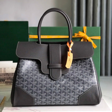 SAIGON SOUPLE BAG 34 IN GREY GOYARDINE CANVAS AND CALFSKIN House Of Sarah Bags