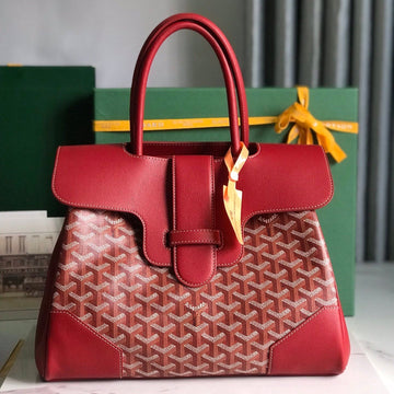 SAIGON SOUPLE BAG 34 IN PERSIAN RED GOYARDINE CANVAS AND CALFSKIN House Of Sarah Bags