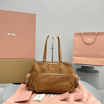 BIKER BAG 31 IN CARAMEL BROWN CALFSKIN House Of Sarah Bags