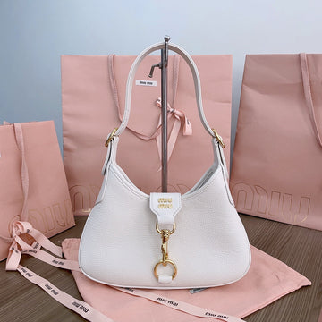 HOBO SHOULDER BAG 29 IN WHITE CALFSKIN GOLD HARDWARE House Of Sarah