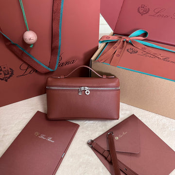 EXTRA POCKET L19 IN GARNET RED CALFSKIN WITH SILVER HARDWARE House Of Sarah