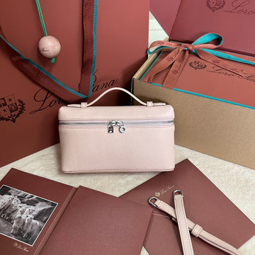 EXTRA POCKET L19 IN BLUSH PINK GRAINED CALFSKIN WITH SILVER HARDWARE House Of Sarah Bags