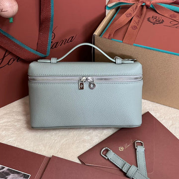 EXTRA POCKET L19 IN POWDER BLUE GRAINED CALFSKIN WITH SILVER HARDWARE House Of Sarah