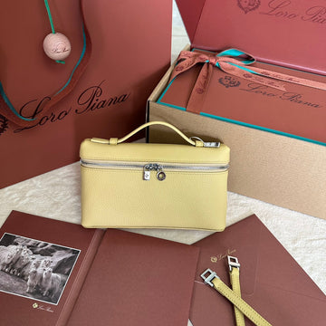 EXTRA POCKET L19 IN LIGHT YELLOW CALFSKIN WITH SILVER HARDWARE House Of Sarah Bags