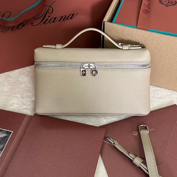 EXTRA POCKET L19 IN DESERT BROWN GRAINED CALFSKIN WITH SILVER HARDWARE House Of Sarah