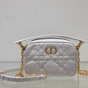 CARO BOX BAG 19 IN WHITE QUILTED MACROCANNAGE CALFSKIN House Of Sarah