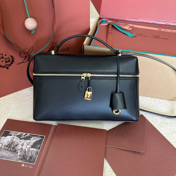 EXTRA BAG L27 IN BLACK SMOOTH CALFSKIN WITH GOLD HARDWARE by House Of Sarah