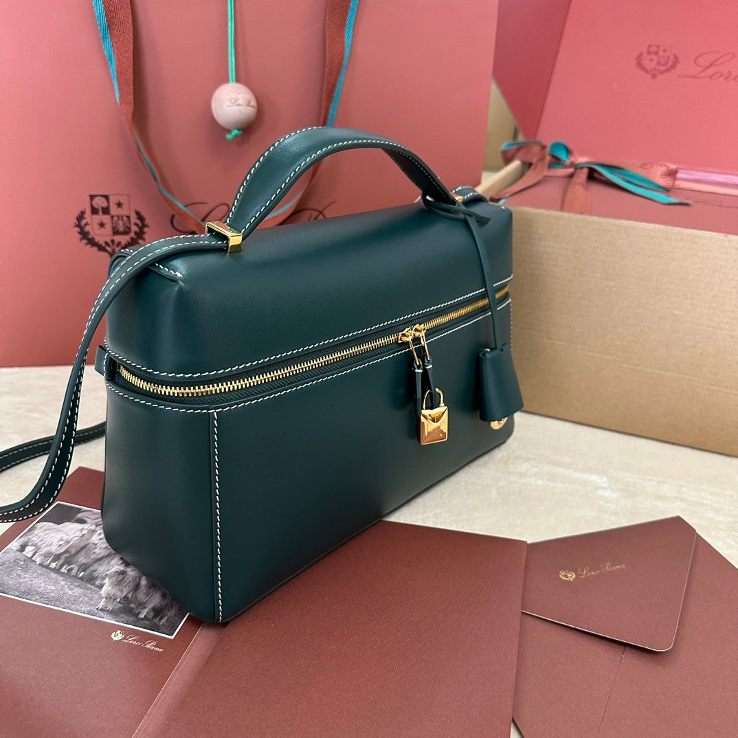EXTRA BAG L27 IN PEACOCK BLUE SMOOTH CALFSKIN WITH GOLD HARDWARE House Of Sarah