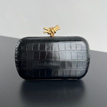 KNOT 19 IN BLACK CROCODILE PATTERN CALFSKIN House Of Sarah
