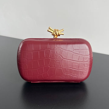 KNOT 19 IN BURGUNDY RED CROCODILE PATTERN CALFSKIN by House Of Sarah