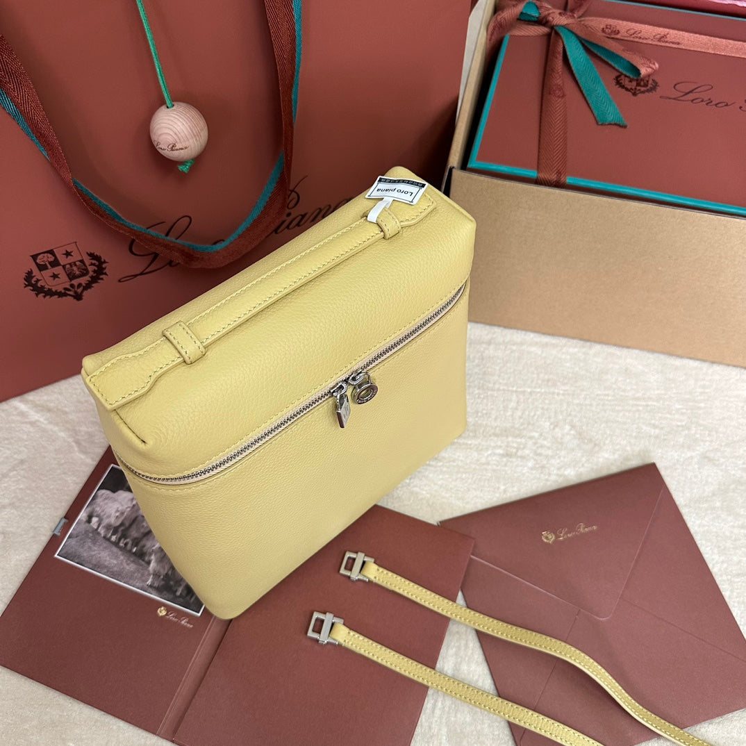 EXTRA POCKET BACKPACK L23.5 IN LIGHT YELLOW CALFSKIN WITH SILVER HARDWARE by House Of Sarah
