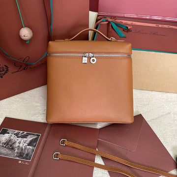 EXTRA POCKET BACKPACK L23.5 IN GINGER ORANGE CALFSKIN WITH SILVER HARDWARE House Of Sarah