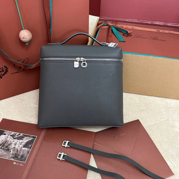EXTRA POCKET BACKPACK L23.5 IN BLACK CALFSKIN WITH SILVER HARDWARE by House Of Sarah