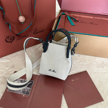 MICRO BALE BAG IN WHITE CANVAS AND BLACK CALFSKIN by House Of Sarah