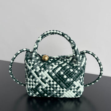 MINI TOSCA 20 IN WHITE MIX GREEN CALFSKIN House Of Sarah Bags
