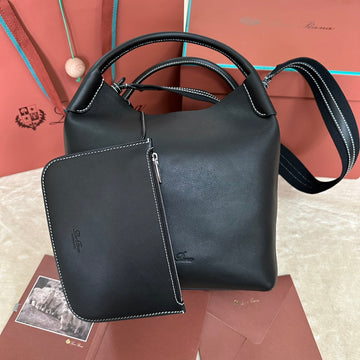 LARGE 36 BALE BAG IN BLACK SMOOTH CALFSKIN House Of Sarah