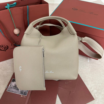 MEDIUM 36 BAG IN KHAKI BROWN CALFSKIN WITH SILVER HARDWARE House Of Sarah Bags