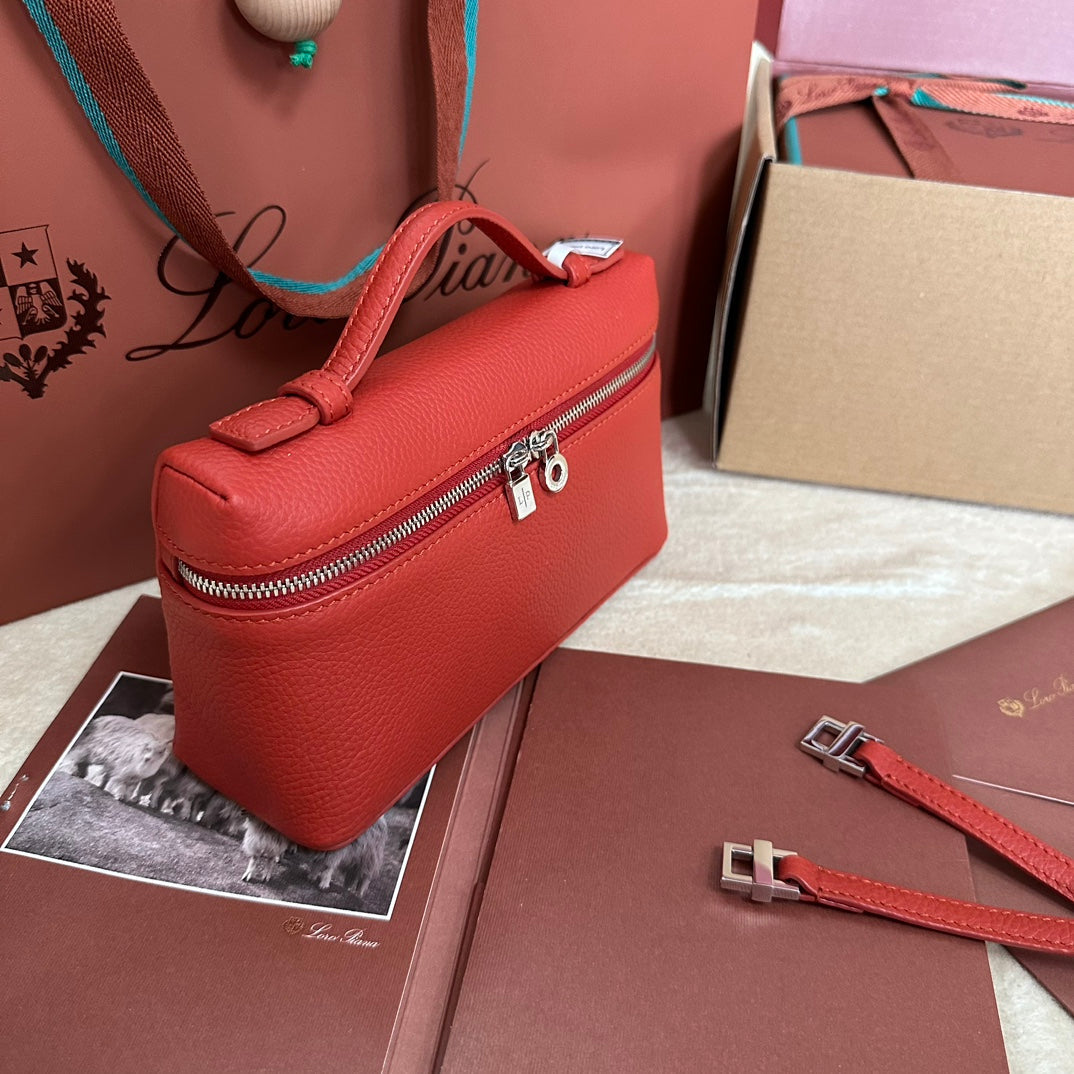 EXTRA POCKET L19 IN CHERRY RED CALFSKIN WITH SILVER HARDWARE by House Of Sarah