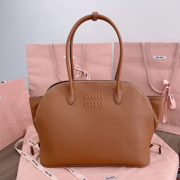 LARGE SHELL BAG 38 IN BRONZE BROWN CALFSKIN House Of Sarah Bags
