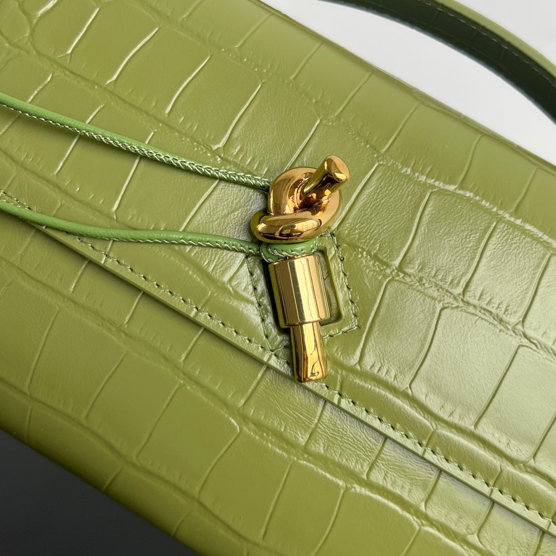 ANDIAMO CLUTCH 31 IN BARLEY CORN CROCODILE PATTERN CALFSKIN by House Of Sarah