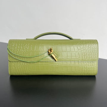ANDIAMO CLUTCH 31 IN BARLEY CORN CROCODILE PATTERN CALFSKIN by House Of Sarah