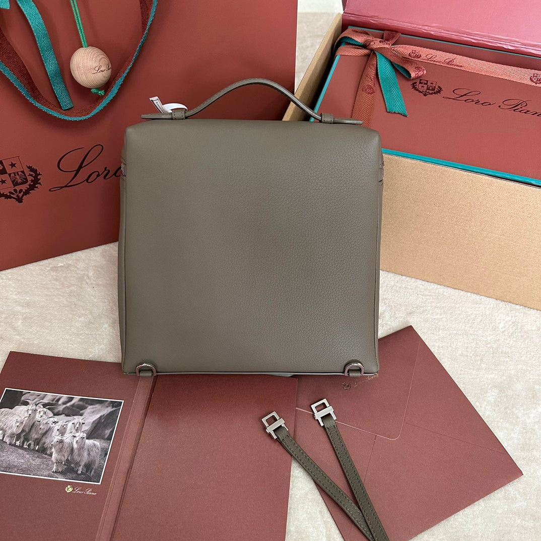 EXTRA POCKET BACKPACK L23.5 IN WOOD BROWN CALFSKIN WITH SILVER HARDWARE by House Of Sarah