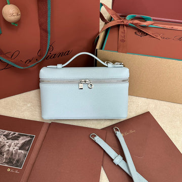 EXTRA POCKET L19 IN LIGHT BLUE CALFSKIN WITH SILVER HARDWARE House Of Sarah
