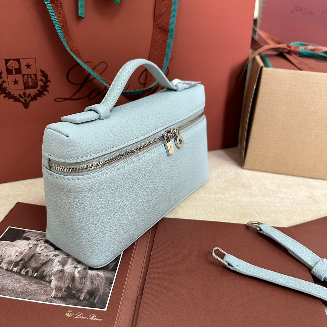 EXTRA POCKET L19 IN LIGHT BLUE CALFSKIN WITH SILVER HARDWARE House Of Sarah